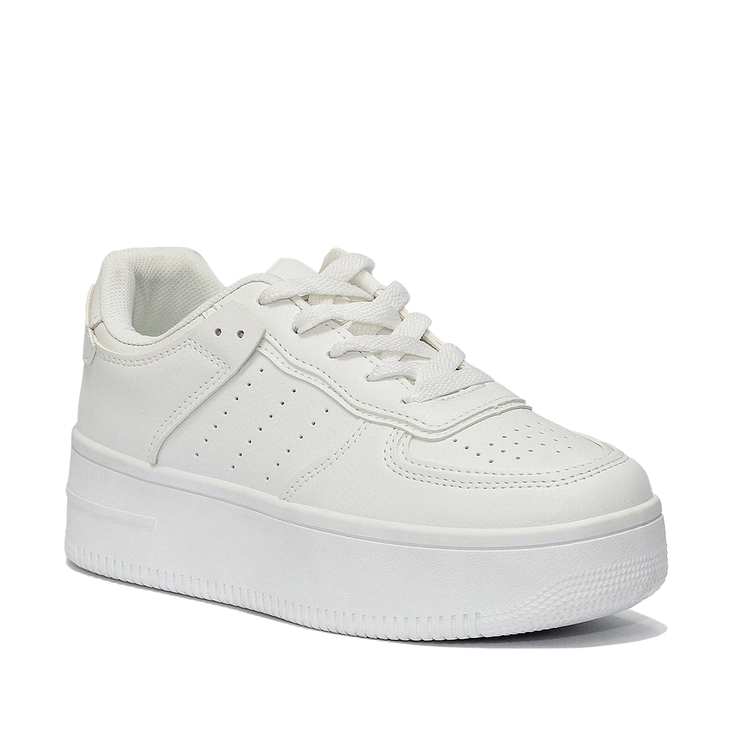 Simple High-Sole White Sneakers For Girls